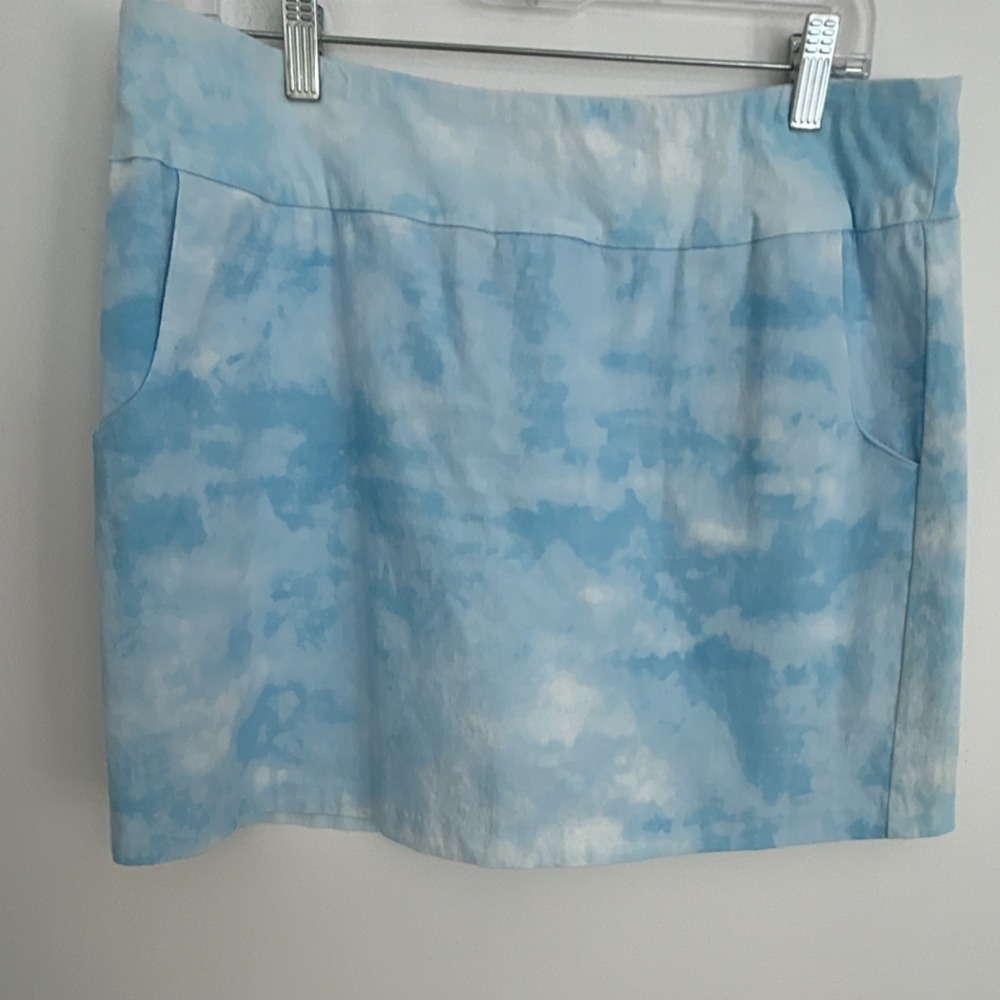 Zac &‎ Rachel Tie Dye Blue White Rayon Blend Skirt Skort Pockets Size 12 Golf